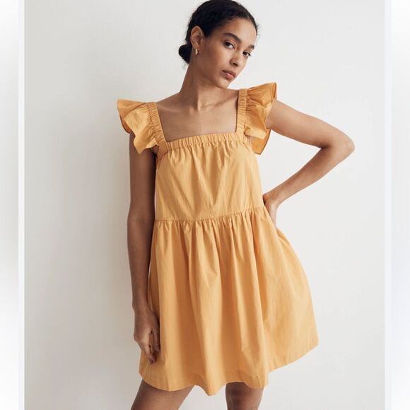 NWT Madewell Flutter Sleeve Mini Dress XL - Picture 1 of 6